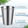 Höftkolvar 16 Pack Hållbart rostfritt stål Tumbler Cups - Lätt oåterkallelig för campingresor och utomhusbruk (12 oz/350 ml) Silver