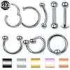 1pc en acier noir sans couture à charnière cerceau de nez septum Piercings lip labret anneau oreille cartilage tragus sexy bijoux 240407