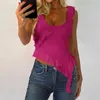 Frauen Tanks Camis Xingqing Asymmetrische Top Y2K Kleidung Sommer Frauen Feste Farbe Slveless Rückenless Weste mit Rüschen 2000er Kleidung Strtwear Y240420