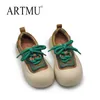 Casual Shoes Artmu Genuine Leather Women's Thick-soled Sneakers Handmade Bread Big Toe Small White Women Boat