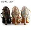 Dance Shoes Ladies Latin Five-color Rhinestone Soft Sole Salsa Prom Sandals Wedding High Heels 7.5CM