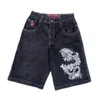 Y2k retro gotiskt mönster tryck jnco denim shorts 2000s stil hip hop baggy sommar män kvinnor strand jeans jorts gym shorts 240409