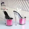 Sandalen 2024 Sommer Open Toe Crystal Plattform High Heels Sexy 17 cm 20 cm Frauen Knöchelschnalle -Gurt Party Nachtclub Stripper Schuhe