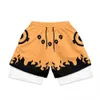 Męskie Anime Performance Shorts Manga Print 2 na 1 Sali Ściskanie Sporty Sports Szybki suchy trening fitness Summer 240411