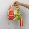 Bags Multi Color Handbags Beach Yarn Purse Woven Shoulder Bags Colorful Rainbow Crochet Bag Handmade