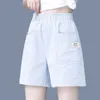 Casual High Taille Straight Shorts Summer Solid Loose Plus Size Pocket Patchwork Wide Leg broek Harajuku Fashion Women Clothing 240418