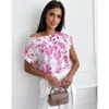 Женские блузки элегантные рубашки с цветочным принтом для женщин 2024 Summer Loose o o eck of check с коротки