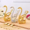 Forks Creative Dinnerware Set Stainless Steel Decorative Swan Base Holder With 6 Spoons For Coffee Fruit Cake Dessert Stirring Mixing