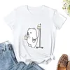 Polos femininos Boba Bear adora muito!T-shirt algodão T Camisetas mulheres