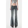 American High Street Spicy Girls Low Taist Jeans Femmes Automne Vintage Y2k Design Sense Slim Fit Tobe Straight Tube Micro Flare Pants 240419