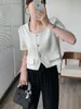 Women's Jackets Square Collar Temperament Simple 2024 Summer Chain Small Fragrance Slim Tops Short Sleeve Coats Women