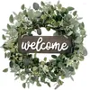 Decorative Flowers Large Vine Circle Stripe Eucalyptus Tree Simulation Berry Flower Wreath Gate Hanging Easter ChristmasDecorations