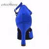 Zapatos de baile Evkoodance 8.3cm altura del tacón Satin Salsa Professional Blue Color tamaño 4-12 Evkoo-521