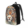 Ryggsäck tiger duk ryggsäckar mandala djur estetiska väska grundskola mjuka väskor