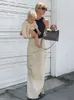 タルーシーハイストリートロングスカート女性サマーハイウエストボディボディコンセクシーなマキシスカート夏のしわ不規則なスプリットペンシルスカートY2K 240417