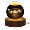 USB LED Nocna światła Galaxy Crystal Ball Lampa 3D Planet Moon Lampa Dekoracja domu 240408