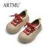 Casual Shoes Artmu Genuine Leather Women's Thick-soled Sneakers Handmade Bread Big Toe Small White Women Boat