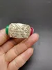 Decoratieve beeldjes Prachtige Chinese oude Tibet Silver Inlay Jade Handmade Ring