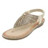 Casual skor plus storlek 36-42 för kvinnor sommar eleganta bohemiska kilar sandaler flip flops strand diamant