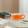 Tasses 1 Set Pumpkin Forme en céramique Cérame nouveauté Water Halloween Coffee Office tasse avec cuillère