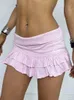 Saias iamsure swt sólido plissado super mini-saia Preppy atyle sexy slim com cintura baixa mulher 2023 Moda de verão strtwear lady y240420