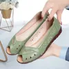 Leather Ly Peep Woman Fashion Toe Sandals Cutwe Wedge Summer Damle Slip On Hollow Out Loafer Sandal Moms Sapatos 240412 261
