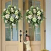 Decorative Flowers Artificial Flower Wreath 19.69"/50cm Door With Green Leaves Christmas Festival For Front Wedding Dropship