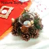Ljusstakar jul ljusstake handgjorda gyllene bär naturligt pinecone bordsskivdekor vinterbordscentrum