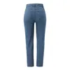 Kvinnors jeans Autumn Kvinnor Lastbyxor Hög midja Special Leg Split denim Staka fickor Byxor Jean Woman Clothing