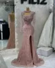 Abiti per feste eleganti perle rosa Prom musulmana Dubai paillettes Long sirena serata per donne abiti da sposa su misura