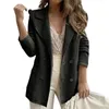 Women's Suits Women Formal Coat Lady Suit Stylish Double-breasted Warm Mid-length Business Jacket With Turn-down Collar