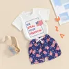 Kläderuppsättningar 4 juli Toddler Boys Outfits Mr Steal Your Freedom T-shirts Topps USA Flag Print Shorts Summer Clothes Set