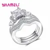 Anelli a grappolo all'ingrosso di alta qualità 925 Sterling Sterling Moving Geometric Pattern Crystal Ring Accessori per donne