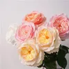 Kwiaty dekoracyjne 4PC nawilżanie austin róży kwiat Kwiat prawdziwy dotyk artesteczkowy bukiet ślubny stolik domowy Fake