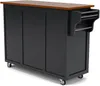 Bakeware Tools Create-A-Cart Black 4 Door Cabinet Kitchen Cart with Oak Top By Home Styles