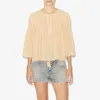 Women's Blouses 2024 Leer- en zomer geplooide veter omzoomde met lange mouwen ronde nek vaste kleur vrouwen tops blouse