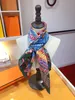 2024 Brand Fashion Scarves H Shawl Travel essential item spring summer Print Silk Scarf Luxury Large high quality Shawls Square Stole H Horse pattern 90*90cm