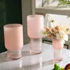 Vasen rosa gefrostete Glas Vase Textur Minimalist Kreative Zylindrische Hydroponic Blumenarrangement Accessoires für die Heimdekoration