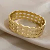 Bangle Greatera 316L roestvrij staal textured brede armbanden armbanden voor vrouwen goud vergulde geometrische metalen armband waterdichte sieraden