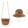 Berets Sun Hut Umhängetasche Kinder Sommer breite Diskette Visor Erdbeerstrand gewebter Schutz Tee Party Hüte