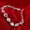 Kette Elegant Charm Heart Bracelets Kette Schöne Kristallstein Tropfen Schmuck Silber Farbe für Frauen Hochzeit Dame süße Y240420