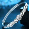 Chain New Korean Fashion Silver Color Lucky Beads Bangles For Women Bracelets Luxury Designer Party Wedding Jewelry Gifts Y240420