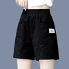 Casual High Taille Straight Shorts Summer Solid Loose Plus Size Pocket Patchwork Wide Leg broek Harajuku Fashion Women Clothing 240418