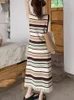 Casual Dresses Women Bohemian Beach Style Comfortable Summer Versatile Mori Girl Holiday Pullover Colorful Striped Y2k American Tassel