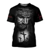 T-shirty męskie T-Shirt Modna koszulka 3D T-koszulka Jezus Jezus Wzór Krótki przełom