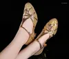 Sapatos de dança Dileechi Gold and Silver Feminino Latim/Modern Soft Solid Performance Ballroom Dança 6cm 8cm