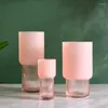 Vasen rosa gefrostete Glas Vase Textur Minimalist Kreative Zylindrische Hydroponic Blumenarrangement Accessoires für die Heimdekoration