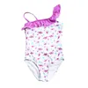 314Y GIRLS Badkläder en bit baddräkt flamingo tryck barn bodysuit baddräkt barn strandkläder 240415
