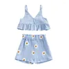 Set di abbigliamento per bambini abiti estivi per bambini in cotone senza maniche cotone cortometrali set da ragazze neonati outfit carino