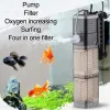 Acquarium Aquarium Pompa Filtresi 220240V Üçlü Çok Fişli Filtre Havalandırıcı Dalgıç Pompa Dalga Makinesi Su Dolaşımı Hava Pompası